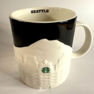Starbucks Black White Seattle Skyline Mug 2012 Collectors